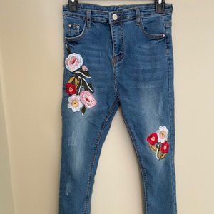 Denim Embroidered Jeans